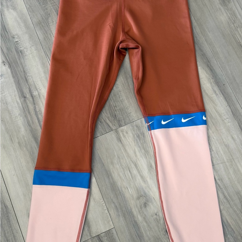 Nike Kids Rust, Pink & Blue Colorblock Leggings